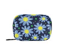 Moyyo Blue Daisy Weekly Pill Organiser 7 Day Pill Box with Bag, Multiple Pockets Travel Pill Boxes Tablet Box Portable Daily Medication Organizer Dosette Box for Vitamin Supplement