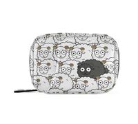 Moyyo Cartoon Black White Sheep Weekly Pill Organiser 7 Day Pill Box with Bag, Multiple Pockets Travel Pill Boxes Tablet Box Portable Daily Medication Organizer Dosette Box for Vitamin Supplement