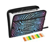 Moyyo Colorful Zebra Animals Expandable File Organiser with 13 Pockets and Tabs, Document Organiser Folders for Paperwork A4, Expanding File Holder Document Wallet for Travel Office School