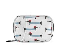Moyyo Cute Dachshund Dogs Weekly Pill Organiser 7 Day Pill Box with Bag, Multiple Pockets Travel Pill Boxes Tablet Box Portable Daily Medication Organizer Dosette Box for Vitamin Supplement