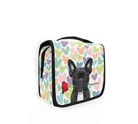 Moyyo Cute Funny Bulldog Rose Love Organised Hanging Gym Camping Portable Cosmetic Organiser Bag for Women Girls Kids
