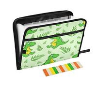 Moyyo Cute Funny Dinosaurs Expandable File Organiser with 13 Pockets and Tabs, Document Organiser Folders for Paperwork A4, Expanding File Holder Document Wallet for Travel Office School