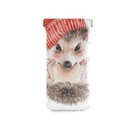 Moyyo Cute Hedgehog With Knitted Hat Eyeglasses Case Soft Portable Sunglasses Case Pouch PU Leather Wallet Glasses Case Travel Eyewear Eyeglasses Case Pouch for Women Men