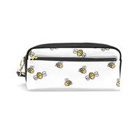 Moyyo Cute Honey Bee Pencil Case Pencil Pouch Bag PU Leather Office School Student Stationery Pencil Pen Organizer Cosmetic Makeup Case Bag for Girls Boys Kids Adults