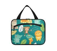 Moyyo Cute Jungle Animals Hanging Toiletry Bag Travel Wash Bag with Hooks Waterproof Large Makeup Bag Organiser Cosmetic Bag Toiletry Bags for Women Men Boys Girls Kids