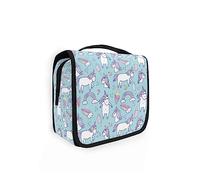 Moyyo Cute Rainbow Unicorns Icecream Toiletry Bag - Hanging Travel Wash Organiser for Gym Camping - Portable Cosmetic Bag for Women Girls Kids