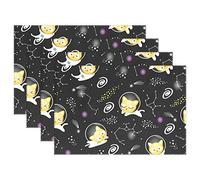 Moyyo Cute Space Cat Astronaut Placemats Washable Placemats Personalised Placemats for Kids Dining Kitchen Dinner Table Decoration