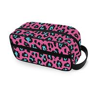 Moyyo Dark Pink Leopard Toiletry Bag Waterproof Travel Wash Bag Spacious Hanging Toiletries Bag Gym Shower Shaving Bag Cosmetic Organizer Makeup Bag Toiletry Bag for Women Men Girls Boys