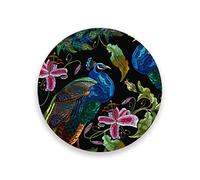 Moyyo Exotic Tropical Orchid Flowers Peacocks Coasters Glass Drink Coasters Round Ceramic and Wooden Insulation Mats Coasters for Drinks Coffee Cup Mug