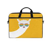 Moyyo Funny Alpaca Llama Animal in Rainbow Glassess Laptop Bag Laptop Case with 3 Compartment Shoulder Strap Handle Canvas Computer Bag Personalised for Women Men Kids Girls Boys 15 inch