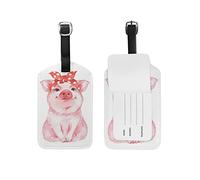 Moyyo Funny Pig Wearing Bandana Luggage Tag Suitcase Tag Leather Travel Baggage Luggage Identify ID Tag Label for Suitcase Luggage Tag with Privacy Cover