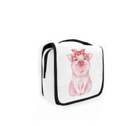 Moyyo Funny Pig Wearing Bandana Travel Organiser - Portable Cosmetic Bag for Women, Girls & Kids - Hanging, Organised - Gym, Camping & Toiletry Bag