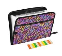 Moyyo Leopard Print Pattern Expandable File Organiser with 13 Pockets and Tabs, Document Organiser Folders for Paperwork A4, Expanding File Holder Document Wallet for Travel Office School