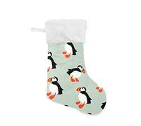 Moyyo Personalized Christmas Stocking 1 Pack Large 18 In Xmas Stockings with Atlantic Ocean Cartoon Puffin Seabird Christmas Stockings Xmas Sock Sack Gift Candy Pouch Bag Tree Decor for Kids Adults