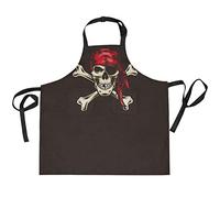 Moyyo Pirate Skulls Black Apron for Women Men Adults Adjustable Kitchen Cooking Chefs Apron With 2 Pockets Novelty Personalised Bib Apron Prefect For Baking Barbecue Craft Grill Gardening Painting