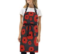 Moyyo Red Poppies Flower Personalised Kitchen Apron Waterproof Adjustable Chef Aprons for Women Men with 2 Pockets for Cooking
