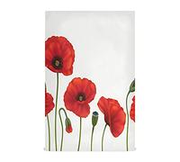 Moyyo Red Poppy Flowers Tea Towels Set of 4 Pcs Soft and Absorbent Kitchen Towels with Hanging Loop Polyester Large Hand Towels Dishcloths Bar Towel Cleaning Cloth for Dishes Glasses Countertops Kitch