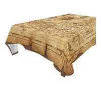 Moyyo Retro Shabby Pirate Treasure Map Tablecloth Polyester Tablecloth Stain Resistant Table Cloth Washable Table Covers for Home Kitchen Dining Table Decor