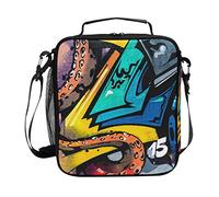 Moyyo Street Art Graffiti Lunch Bag Insulated Cooler Warm Lunch Box Bag School Office Meal Prep Container Bag Travel Picnic Bag with Shoulder Strap for Kids Boys Girls Men Women