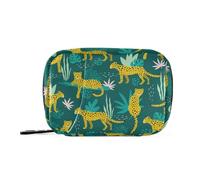 Moyyo Tropical Leopard Flowers Weekly Pill Organiser 7 Day Pill Box with Bag, Multiple Pockets Travel Pill Boxes Tablet Box Portable Daily Medication Organizer Dosette Box for Vitamin Supplement