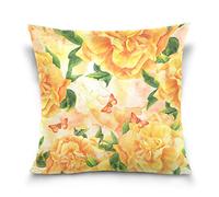 Moyyo Watercolor Yellow Rose Cushion Cover Throw Pillow Case Decorative Cushion Cover Soft Hug Pillow Case Home Decor Pillow Case Cushion Cover for Sofa Bedroom Garden Chairs