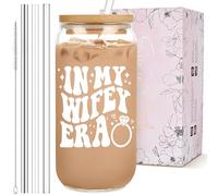 Mozaba Bridal Shower Gift - Cute Cool Wedding Day Idea for Bride to Be, Future Mrs, Bachelorette - In My Wifey Era Glass Cup Tumbler