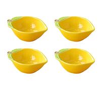 Mozacona 4pcs Ceramic Appetizer Plates Lemon Shape Side Dishes Seasoning Plates