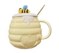 Mozacona Ceramic Mug Bee Honey Jar Relief Coffee Mug With Spoon