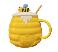 Mozacona Ceramic Mug Bee Honey Jar Relief Coffee Mug With Spoon