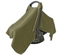 MOZAH 100% Organic Muslin Baby Car Seat Cover Muslin Carseat Canopy Baby Car Seat Covers for Boys (Olive Green)