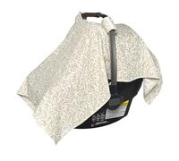 MOZAH 100% Organic Muslin Baby Car Seat Cover Muslin Carseat Canopy Baby Car Seat Covers for Girls (Beige Leaves)