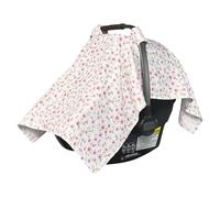 MOZAH 100% Organic Muslin Baby Car Seat Cover Muslin Carseat Canopy Baby Car Seat Covers for Girls (Pink Floral Leaves)