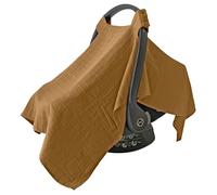 MOZAH 100% Organic Muslin Car Seat Covers for Infant Car Seat Canopy Baby Car Seat Cover Unisex (Caramel Toffee)