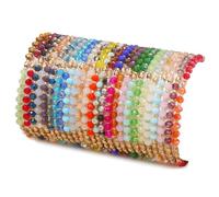 MOZAKA 26Pcs Boho Beaded Bracelets for Women Colorful Stackable Sparkly Crystal Beads Bracelets Multi-Layer Versatile Statement Bracelets Stretch Cuff Jewelry Gifts, M, Glass, no gemstone