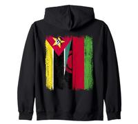 Mozambique Malawi Half Flag Mozambican Malawian Jersey Zip Hoodie