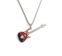 MOZART Guitar Pendant Necklace for Women & Men, Music Jewelry with 27.5" Stainless Steel Chain, Eternal Promise Blue Hovering Gift Box with Gold Slogan, Elegant Design for Musicians & Music Lovers