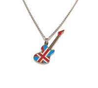 MOZART Guitar Pendant Necklace for Women & Men, Music Jewelry with 27.5" Stainless Steel Chain, Eternal Promise Blue Hovering Gift Box with Gold Slogan, Elegant Design for Musicians & Music Lovers