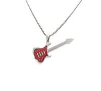 MOZART Guitar Pendant Necklace for Women & Men, Music Jewelry with 27.5" Stainless Steel Chain, Eternal Promise Blue Hovering Gift Box with Gold Slogan, Elegant Design for Musicians & Music Lovers