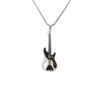MOZART Phantom Rocker Guitar Pendant Necklace - Soulfire Strings in Eternal Promise Blue Gift Box (2.17"x0.63" Zinc Alloy, 27.5" Steel Chain) for Dark Music Lovers, Stainless Steel, No Gemstone