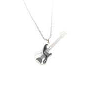 MOZART Phantom Rocker Guitar Pendant Necklace - Soulfire Strings in Eternal Promise Blue Gift Box (2.17"x0.63" Zinc Alloy, 27.5" Steel Chain) for Dark Music Lovers, Stainless Steel, No Gemstone
