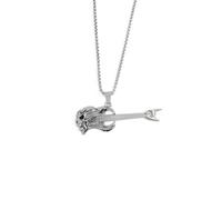 MOZART Phantom Rocker Guitar Pendant Necklace - Soulfire Strings in Eternal Promise Blue Gift Box (2.17"x0.63" Zinc Alloy, 27.5" Steel Chain) for Dark Music Lovers, Stainless Steel, No Gemstone