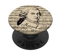 Mozart Portrait with Classical Sheet Music Composer Art PopSockets Adhesive PopGrip