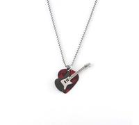 MOZART Stainless Steel Guitar Pendant Necklace for Women & Men, 27.5" Length Music Jewelry Gift with Eternal Promise Blue Hovering box, Elegant Design for Musicians & Music Lovers, Stainless Steel, No