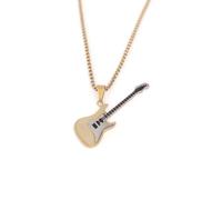 MOZART Stainless Steel Guitar Pendant Necklace for Women & Men, 27.5" Length Music Jewelry Gift with Eternal Promise Blue Hovering box, Elegant Design for Musicians & Music Lovers, Stainless Steel, No