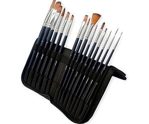 MozArt Supplies Paint Brushes Set - 15 Painting Brushes with Premium Organizing Case - Artist Paint Brushes for Acrylic Painting, Watercolor, Gouache Painting