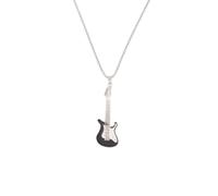 MOZART Vintage S-Style Guitar Pendant Necklace - Double Cutaway Phantom Rocker Design in Soulfire Blue Gift Box (2.17"x0.63" Zinc Alloy, 27.5" Steel Chain) for Gothic Rock Enthusiasts & Musicians,