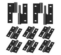 MOZCORN Lift Off Hinge 3IN Black Door Hinges, 6 Pack, Right, Stainless Steel Hinge Removable, Heavy Duty