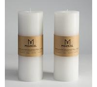 MOZEAL 3" x 8" Hand-Poured Unscented Large Candle,Smokeless Rustic Pillar Candle Set of 2,Slow Burn,No Drip,Approx 150 Hours Burning,Wedding,Dinner,Christmas and Home Decorative,Tall White Candle