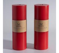 MOZEAL 4" x 12" Extra-Large Red Pillar Candles (Set of 2), Unscented,Dripless, Smokeless,Long Clean-Burning,These Tall 12 inch Large Red Pillar Candles Perfect for Weddings and Christmas Decor