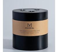 MOZEAL Extra Large 3 Wick Black Pillar Candle, 6" x 6", Unscented, Dripless, Smokeless, and Clean-Burning. Approx. 120 Hours of Burn Time. Perfect for Weddings, Dinners, Halloween and Fall Decor